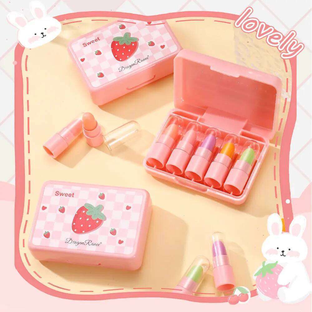 Cute 5pcs Temperature Color Changing Gift Cosmetics Mini Lipstick Set fruit flavor Lipgloss Makeup for Women Girl H260302