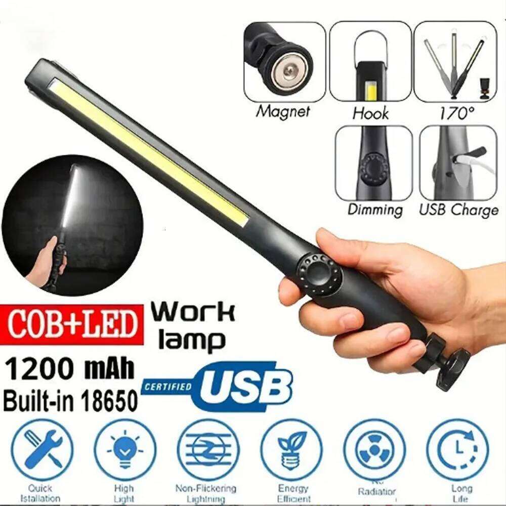 1-5Pcs Cordless Magnetic COB Portable LED Flashlight Work Light Inspection Lamp for Car Home Garage Emergency Repair Use S260302