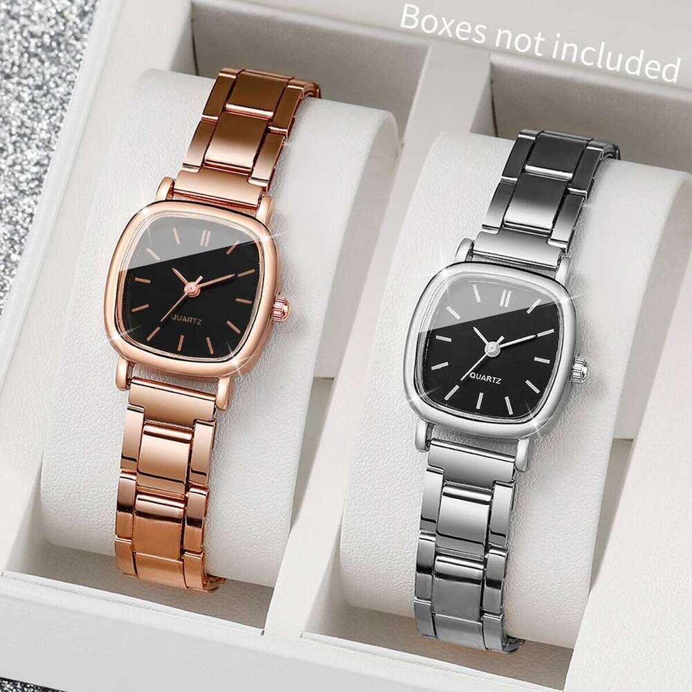2PCS/Set Fashion Square Dial Women Wristwatches Casual Alloy Strap Watch For Ladies Clock Relogio FemininoWithout Box XJ260303