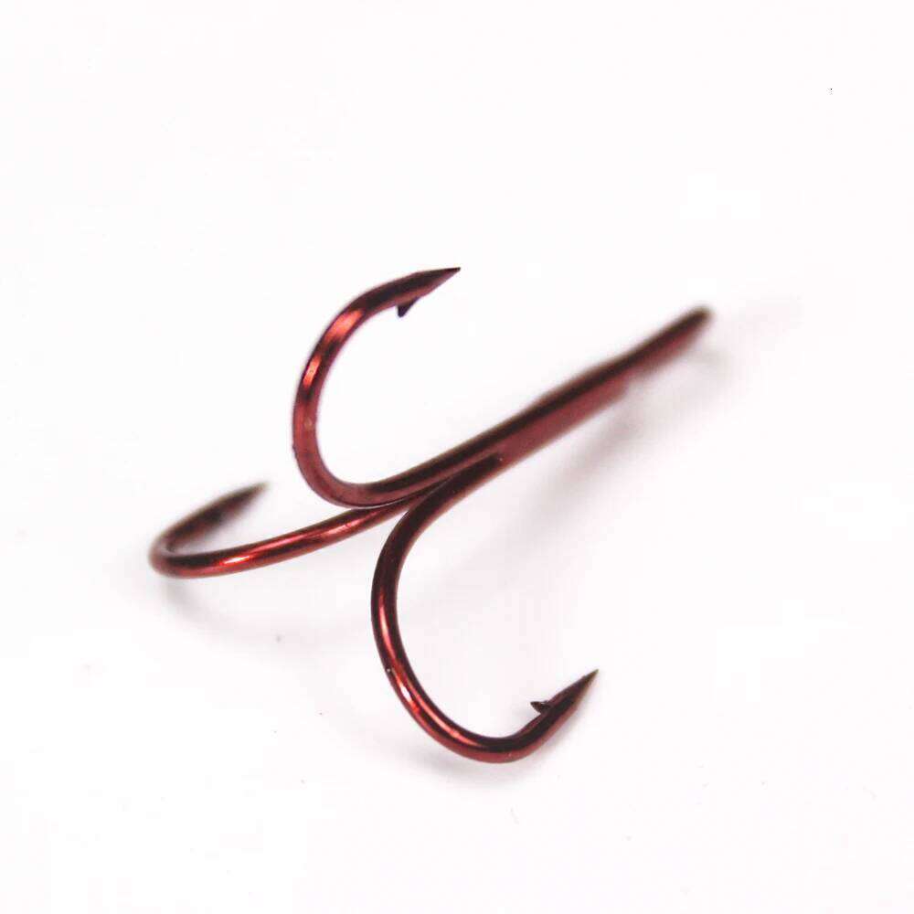 15Pcs/lot 13B Three Red Nickel Color Fishhook 1/2/4/8/10/12/14# Fishing Hook High Carbon Steel Treble Hooks gamakatsu Z260228