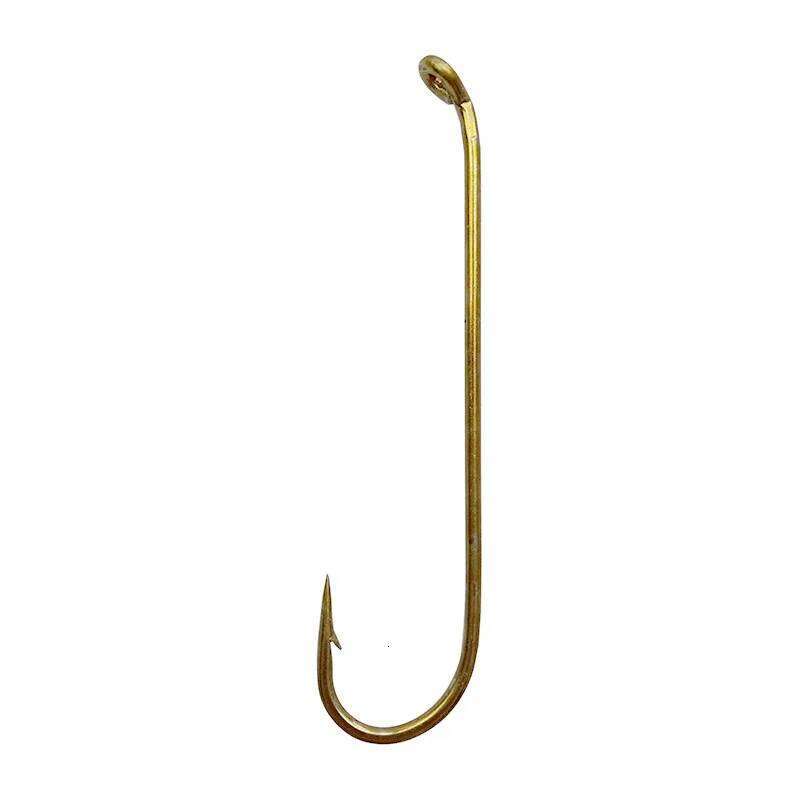 100Pcs 79580 High Carbon Steel Hooks Gold Color Long Shank Streamer Dry Fly Tying Fishing Hook For Jig Size 2 4 6 8 Z260228