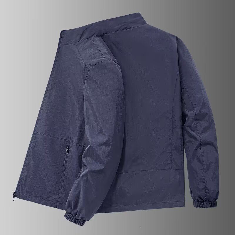 Spring Fshion Men's Stnd Designer Jacket Collr Jcket Solid Color Lrge Size Loose Fit Outdoor Windbreker Quickdry Jcket Trendy