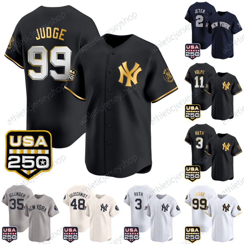 New York Yankee 250america Patch Jersey Aaron Judge Anthony Volpe Babe Ruth Cody Bellinger Derek Jeter Paul Goldschmidt