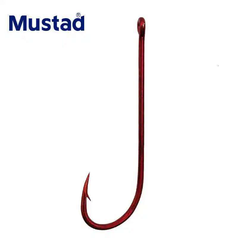 Original Mustad for Sea Fishing Pesca 90234 High Carbon Steel Hook Blood Worm Bait Barbed Peche Long Handle Hooks Z260228