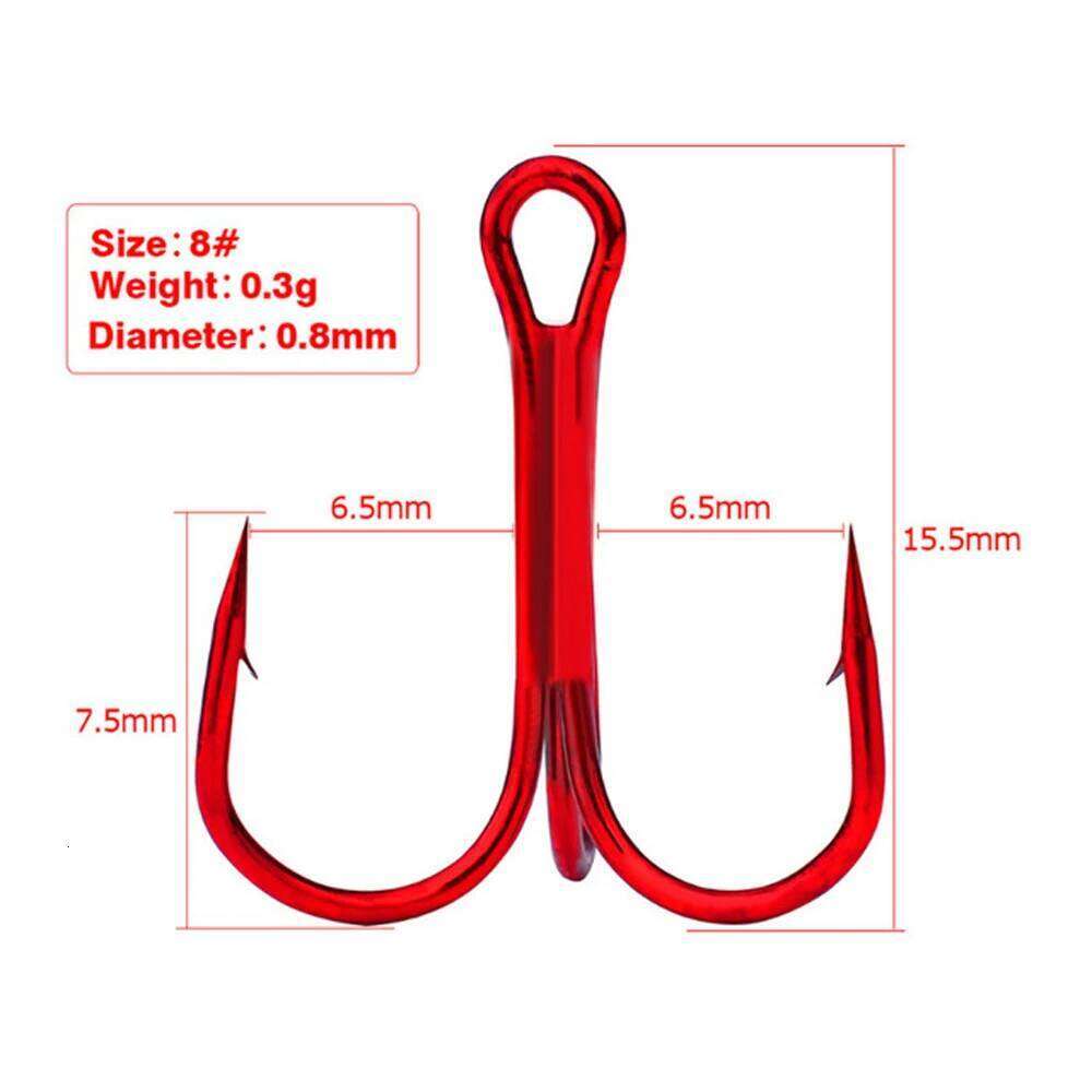 10PCS Black/Red Sharpened Treble Hooks Fish Fishing Tackle Tools Accessories Z260228