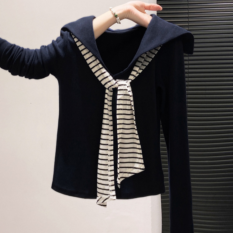 Korean Style Early Autumn Designer Hoodie Outfit Simple Long Sleeve Designer Shirt Polo Shirt T-shirt For Women New Slim Fit Versatile Shawl Top Trendy Winter
