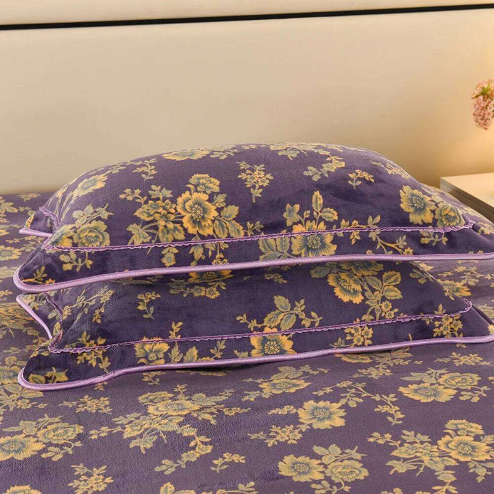 Light Luxury Milk Bedding Sets Double-Sided Thicken Class A Four-Piece Set Winter Warm Coral Velvet Quilt Cover Bed Skirt W260302 W260302