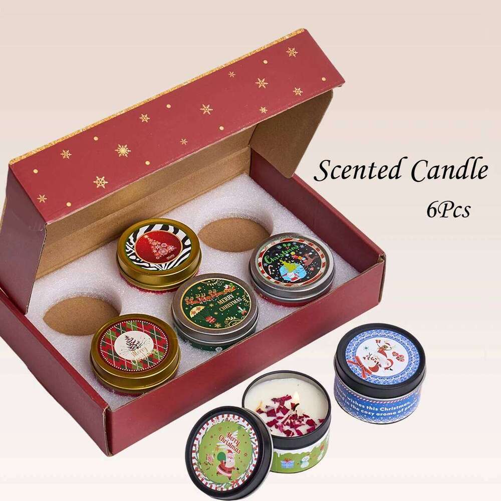 Christmas Scented Set Gift Fragrance Jar Smokeless Romantic Incense Aromatherapy Candle Stonedried Flower Soy Wax W260303