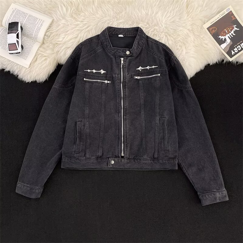2026 Vintge Wshed Pdded Shoulder Short Ptchwork Denim Jcket Designer Jacket For Men Nd Women With Distressed Clenfit Design Anlysis Trendy Jcket