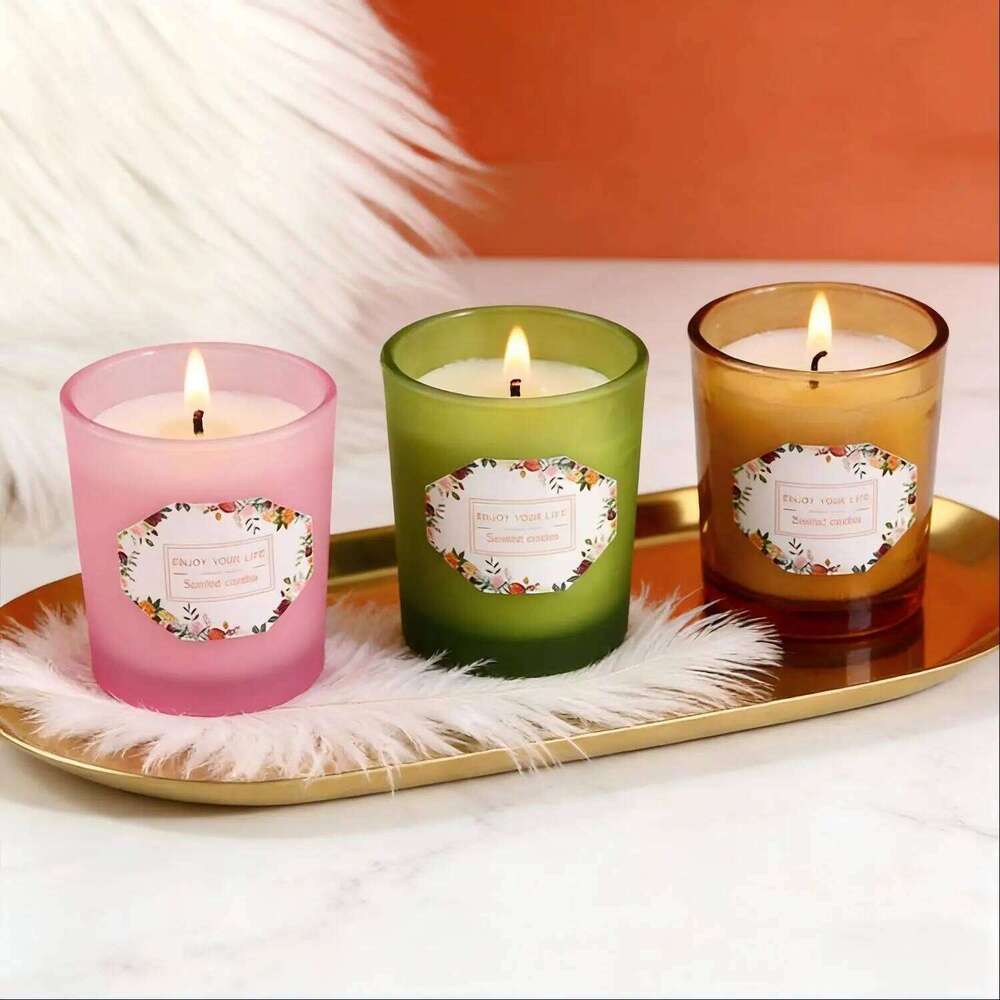 1pc Smokeless Scented Glass Jar Candle - Aromatherapy Plant Wax Niche Candle, Multi-Purpose for Home Wedding Party Gatherings W260303