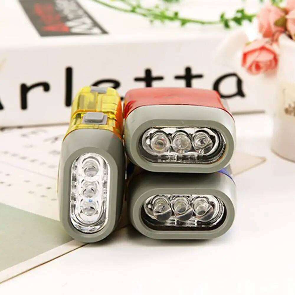 Hand Pressing Dynamo Crank Power Wind Up Flashlight Mini Self Generating Torch LED Camping Lamp Light Outdoor Survival Tool S260302