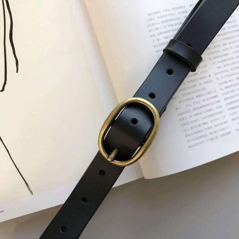 Women's Genuine Leather Belt 2.3cm Wide Two-Layer Cowhide Metal Pin Buckle Simple Fashion for Jeans S260228