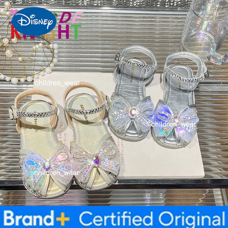 Disney Thread Rhinestone Soft Flat Shoes Girls Sandals Butterfly Luminous Shoes Childrens LED Princess Shoes Fashion Cute Non Slip H260303