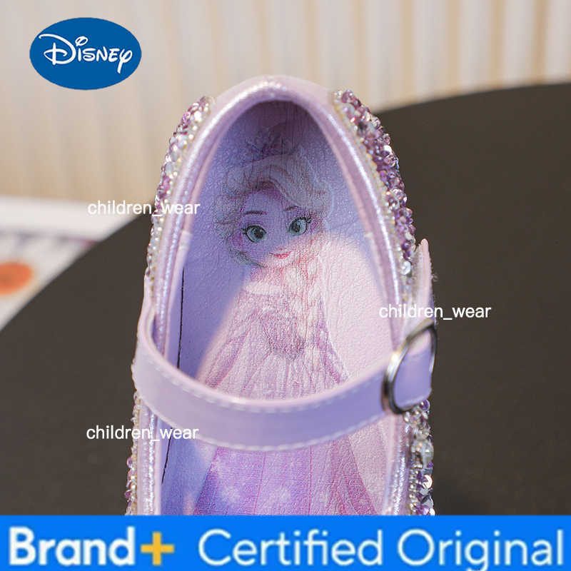 Disney Cartoon Pattern Elsa Princess Crystal Shoes for Girls Fashion New Style Baby Girl Low Heels Sandals Summer Fall Children H260303