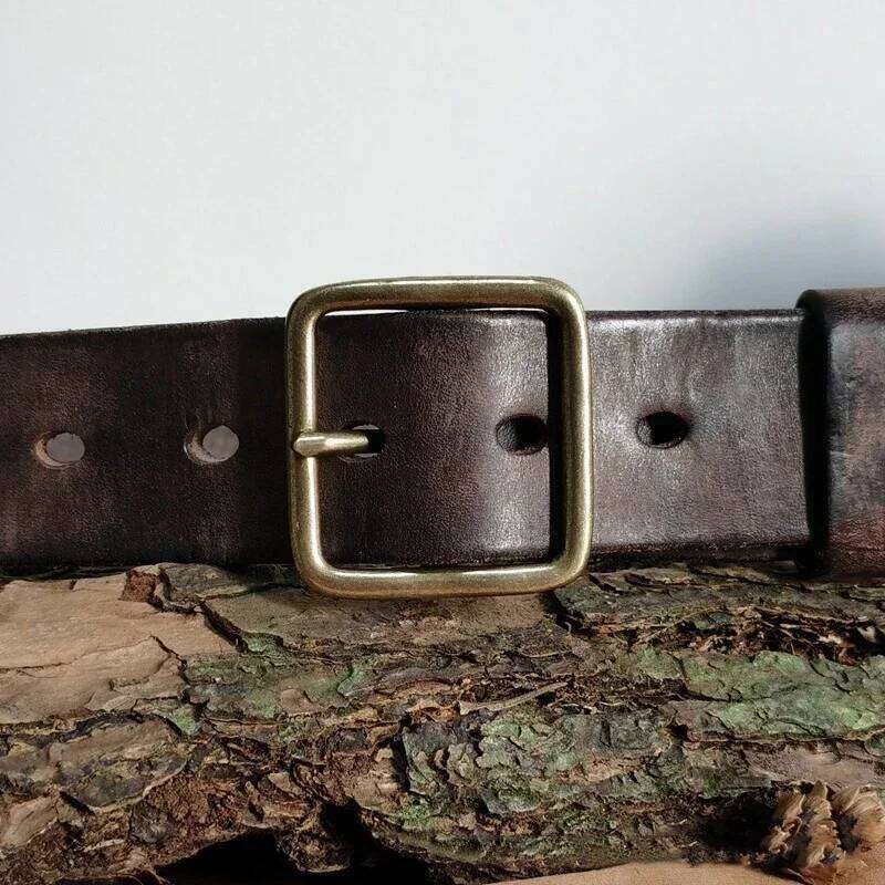 4.1CM Men High Quality Genuine Leather Belt Luxury Designer Brass Pin Buckle Belts Pure Cowskin Vintage Strap Male Jeans for Man S260228