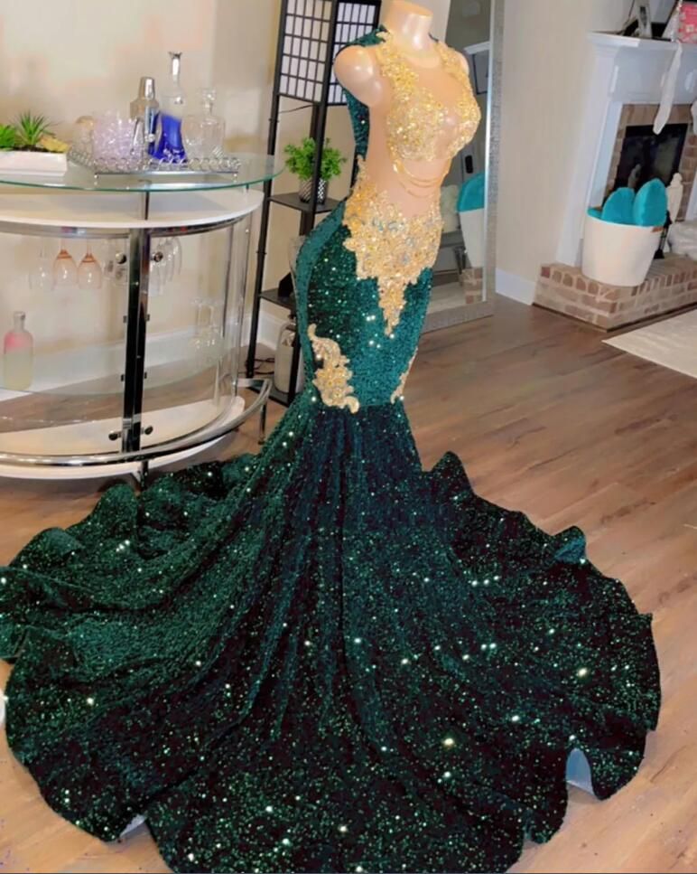 Arabic Aso Ebi emerald Green Evening Dresses sheer Lace velvet Beaded Mermaid Prom Reception Birthday Engagement Gowns M03
