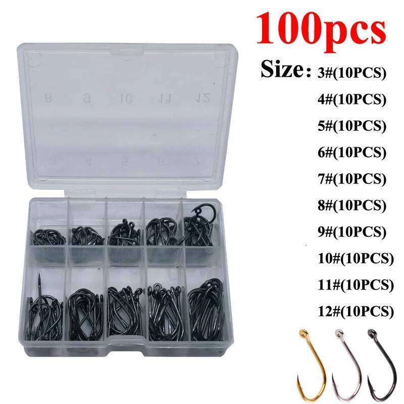 Barbed Hooks Set, High Carbon Steel, Saltwater, Freshwater Gear, Fishing Accessories Z260228