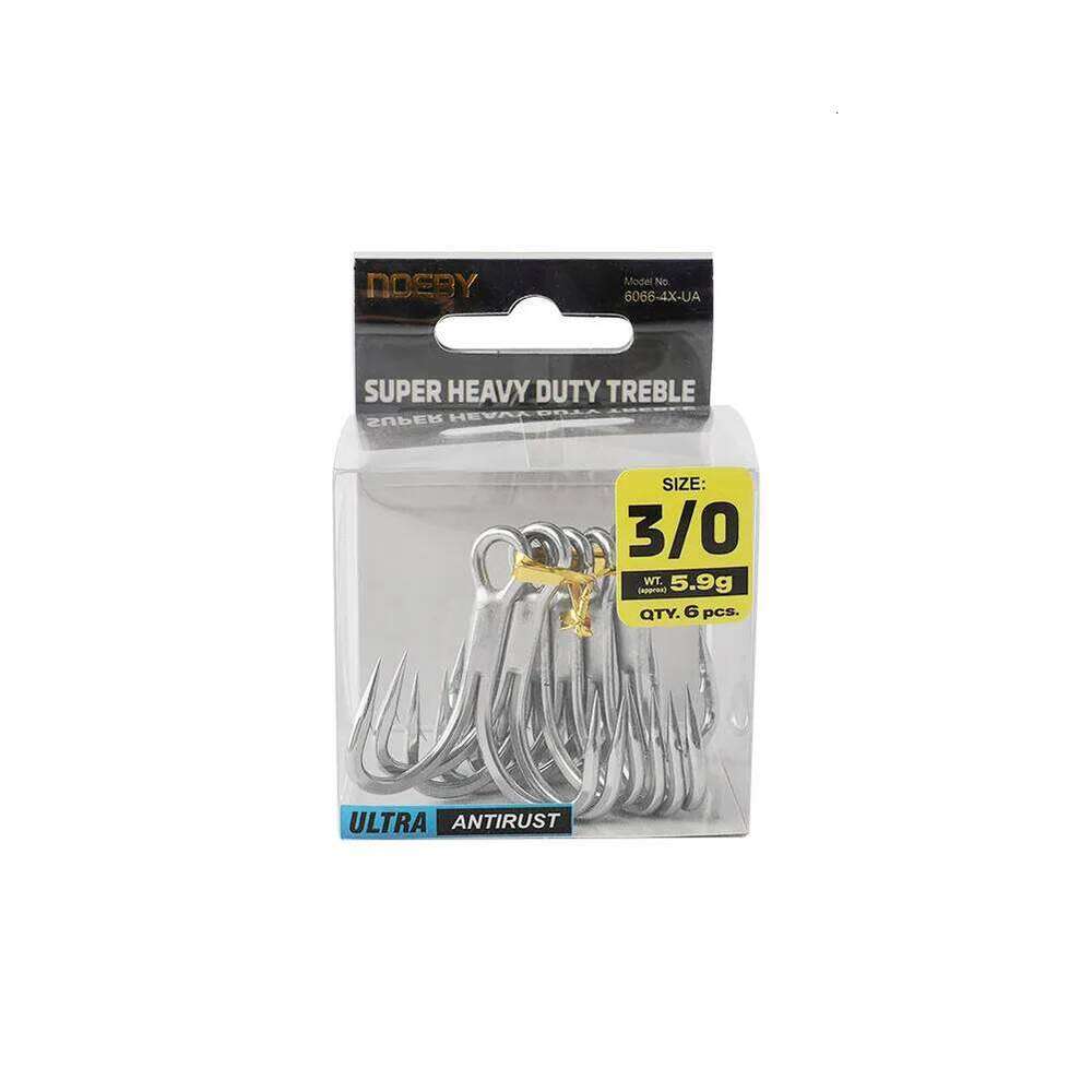 NOEBY Heavy Class Treble Big Game Tackle 1/0 2/0 3/0 4/0 6066 4X Hi Carbon Steel Antirust Forged Shark Fishing Hook Z260228