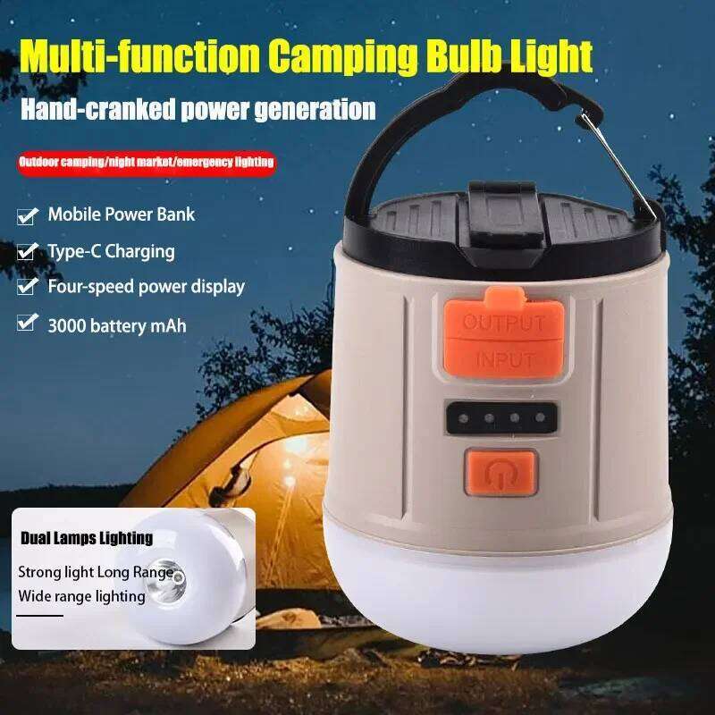 F2 Manual Generation Camping Lantern High Power Tents Usb Rechargeable Portable Light Hiking Night Hanging Lamp S260302