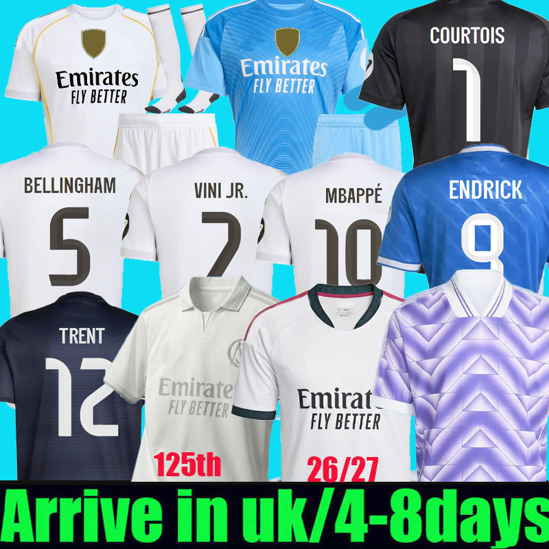 25 26 27 MBAPPE BELLINGHAM VINI JR 125th anniversary soccer jerseys real valverde TRENT GONZALO 2025 2026 football shirt Camisetas MaDrIdS men kids ENDRICK
