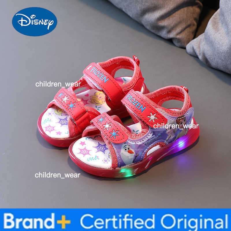 Disney 2026 Summer Boys Girls aPrincess Led Light Up Luminous Sports Sandals Summer Kids Sandals Non-slip Toddler Shoes H260303
