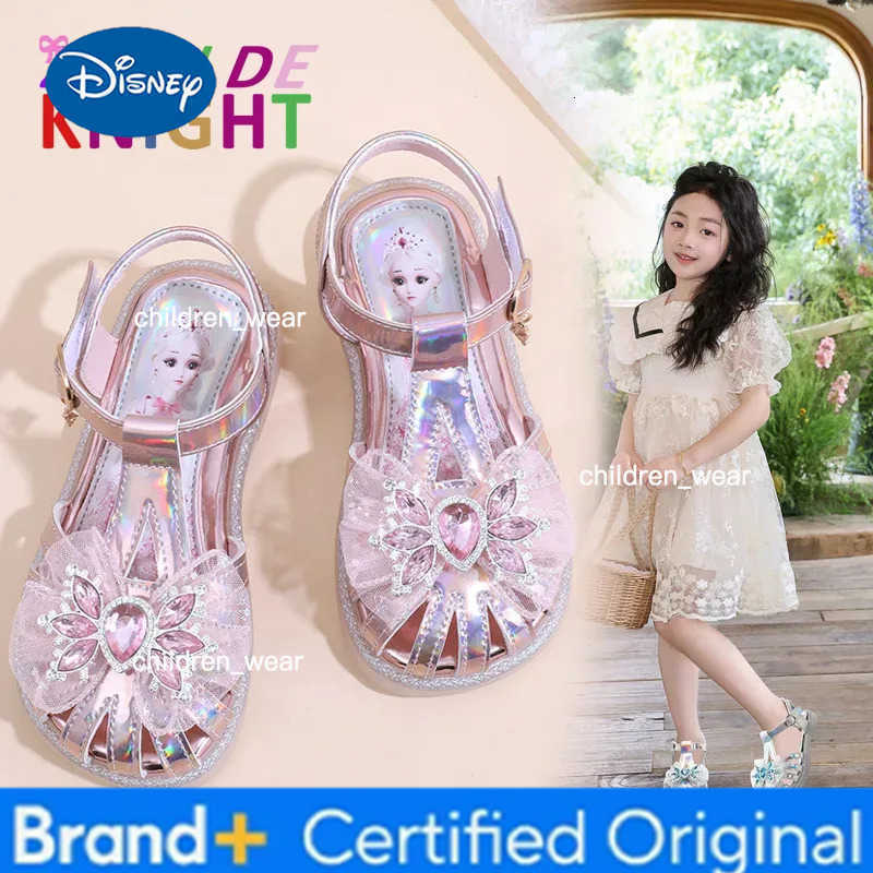 Disney Girls Shoes 2024 New Summer Little Girls Summer Performance Rhinestone Sandals Childrens Closed Toe Princess Shoes H2603031