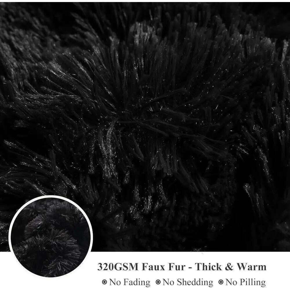 Luxury Soft Crystal Velvet Duvet Cover - Plush Faux Fur Comforter King, Black W260302
