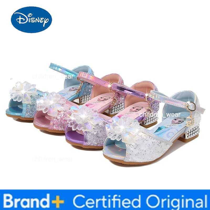 Disney Girls Sandals New Elsa Princess Shoes Summer Frozen Children High Heels Crystal Casual Shoes Sequins Little Girl Shoes H260303