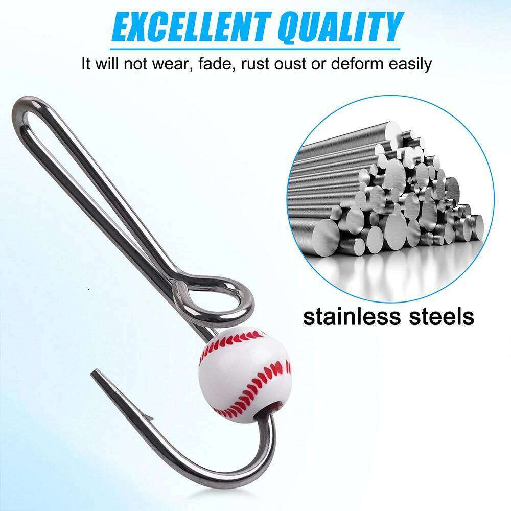 5Pcs Pins High Carbon Steel Clip Fishing Hat Pin Hook Tie Clasp Fish Hooks and Football Bead Z260228