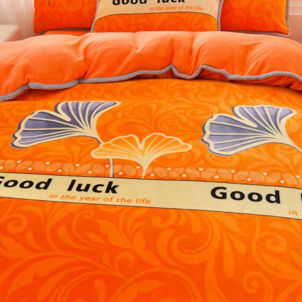 Winter Class A Milk Four-Piece Set Thickened Warm Fleece Home Anti-static Duvet Cover Bed Sheet King Queen Bedding Sets W260302 W260302