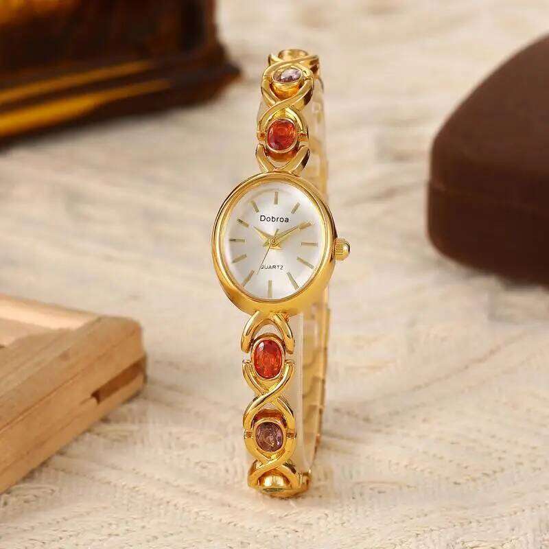 val color treasure rainbow light luxury watch classic cute oval women's bracelet watch, give yourself gift as a friend XJ260303