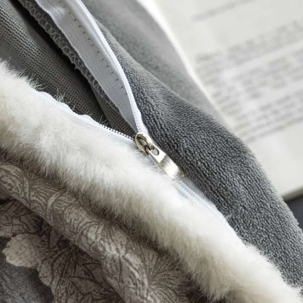 Thickened Retro Cotton Linen Milk Velvet Four-Piece Winter Warm Bedding Set Floral Printed Quilt Cover Pillowcase Bed Sheet W260302 W260302