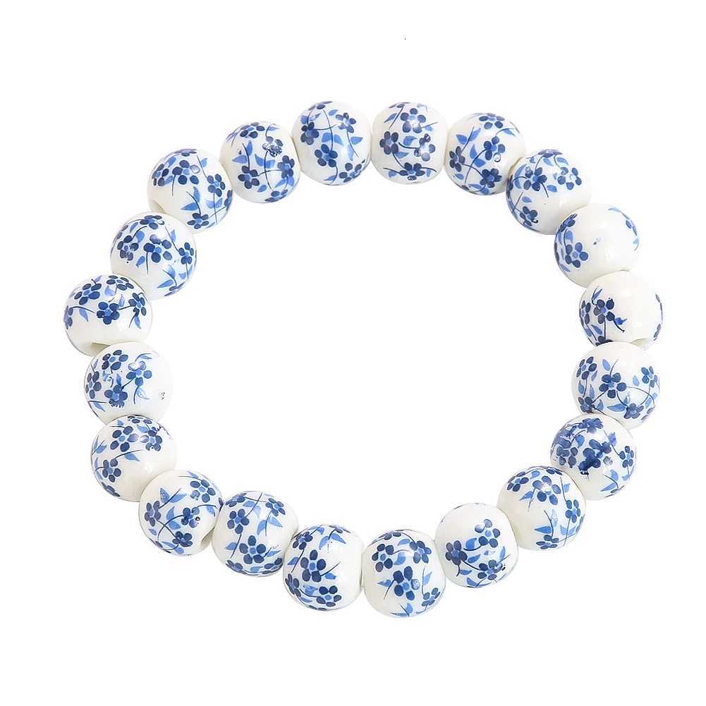 Chinese Style Blue and White Porcelain Beads Bracelet for Women Classical Simple Blue Pattern Bracelets Girls Charm Jewelry Gift H260303
