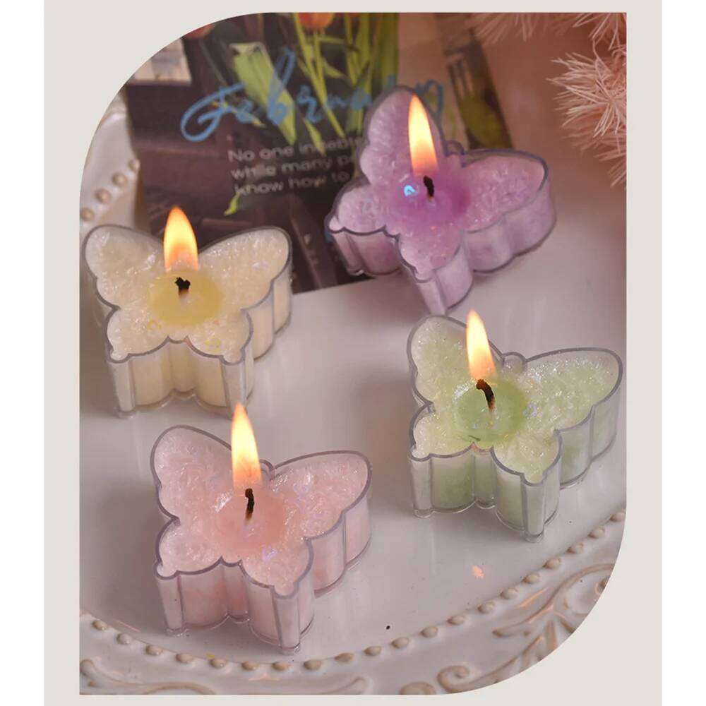 1Pc Ice Flower Butterfly Plum Blossoms Scented Candle, 6Scents 6Colors Candles for Home Fragrance Decoration Gift, Rose Bleu W260303