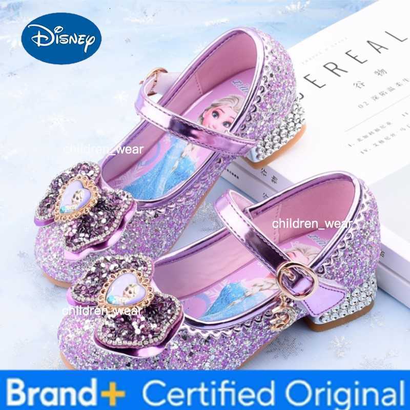 Disney New Elsa Shoes For Girls Cartoon Leather Children Shoes Frozen Princess Kids Shoes Girl Sandals Dress Snow Queen Sandal Koreans H260303