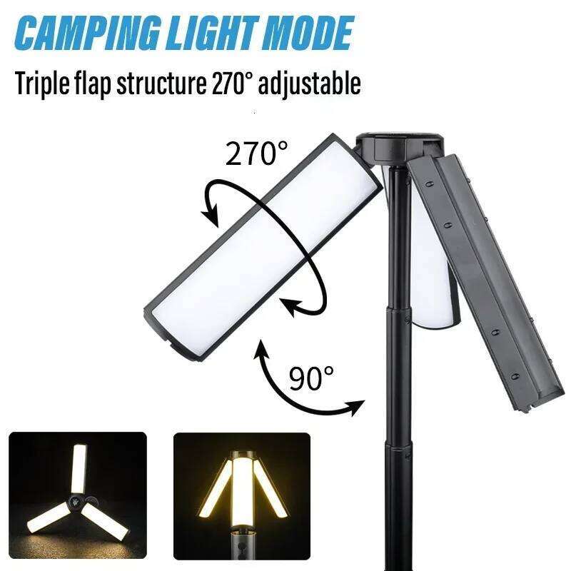 Folding Light Powerful Flashlight Zoomable USB Rechargeable Camping Lantern Outdoor Tent Lamp with Stand Base S260302