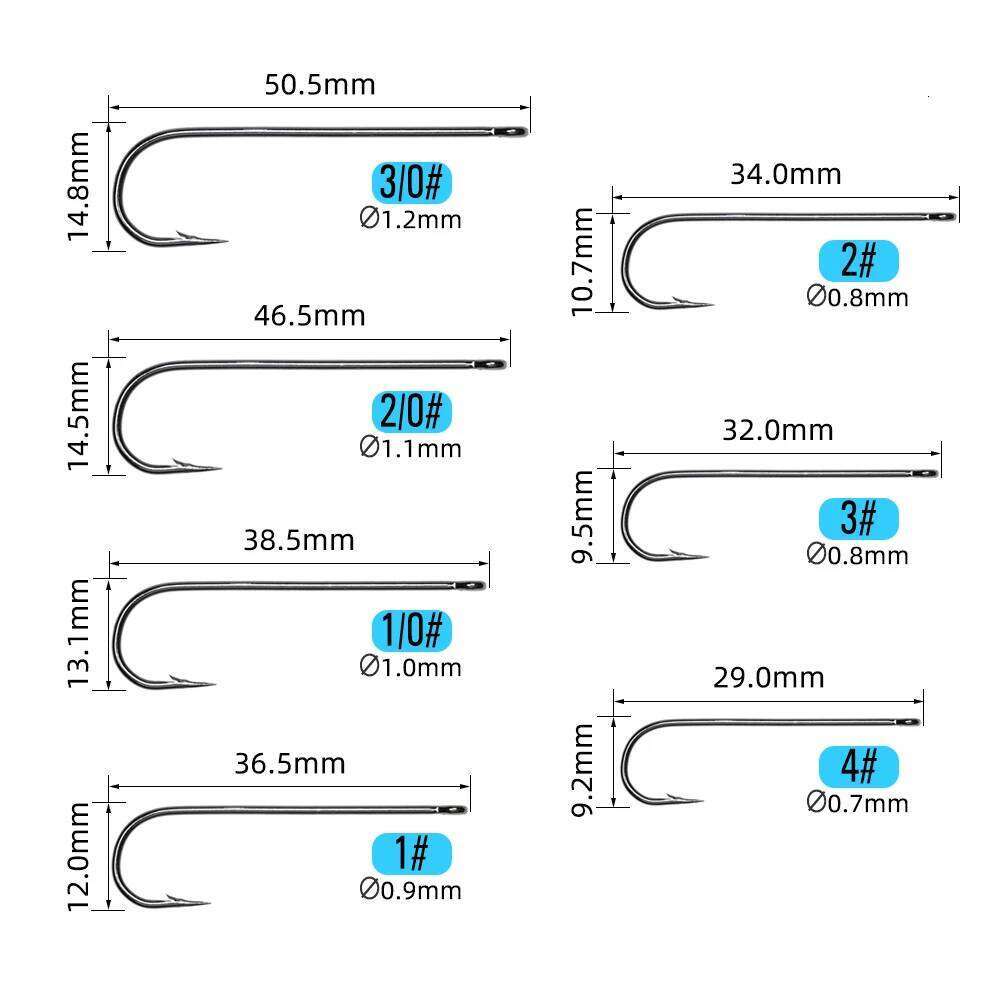 ICERIO 100PCS 16# - 3/0 Long Shank Fine Wire Aberdeen Saltwater Freshwater Fishing Hooks Sabiki Rig Streamer Fly Bait Hook Z260228