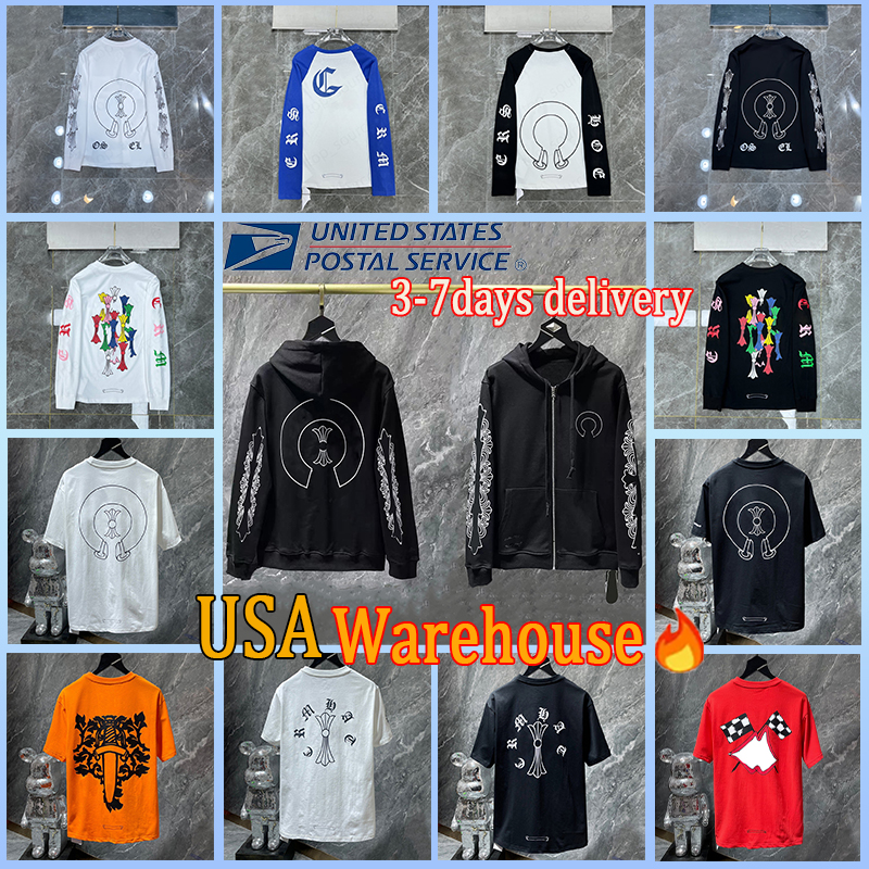 Chrome shirt High Quality chrome hoodies designer clothes men Sweatshirts Hip Hop loose sleeves Pullover T shirt Luxurys Fashion Tops Shirts Men Loose Tees 8S6X