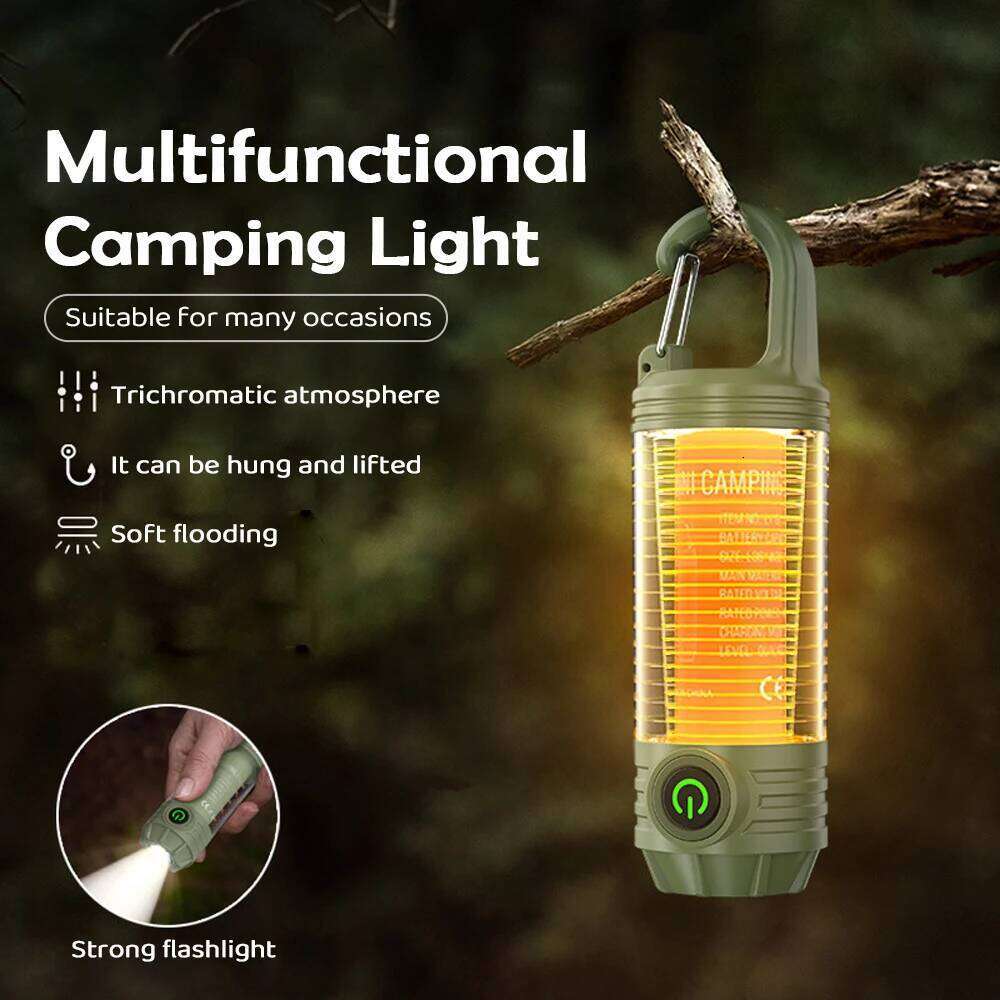 Rechargeable LED Camping Lantern Flashlight USB Charging Waterproof Light Outdoor Hiking Night Hanging Lamp Travel S260302