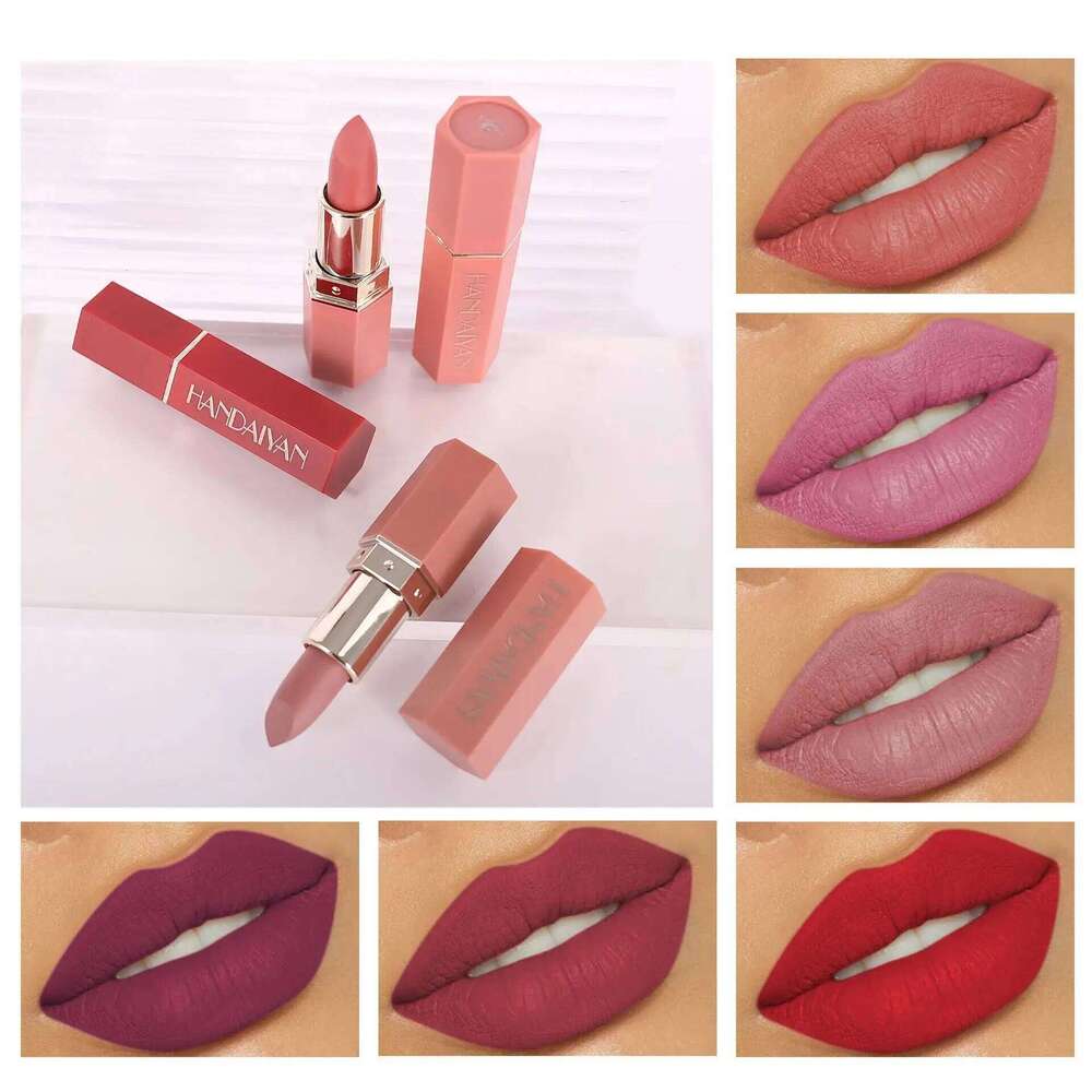 Moisturizing Matte Lipstick 6 Shades Long Lasting Non Transfer Nude Lip Gloss HANDAIYAN Cosmetics For Ladies H260302