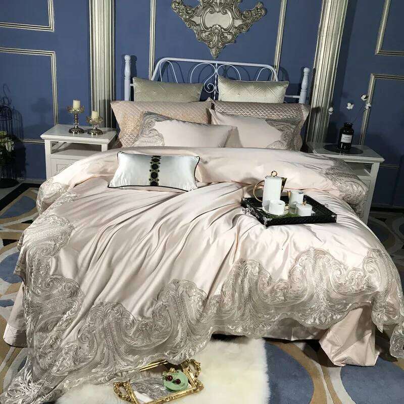 4/6Piece Minimalist Style Bedding Set Lace Edge Duvet Cover Silk Cotton Soft Sheet Pillowcase Twin Full Queen Size Bedclothes W260302