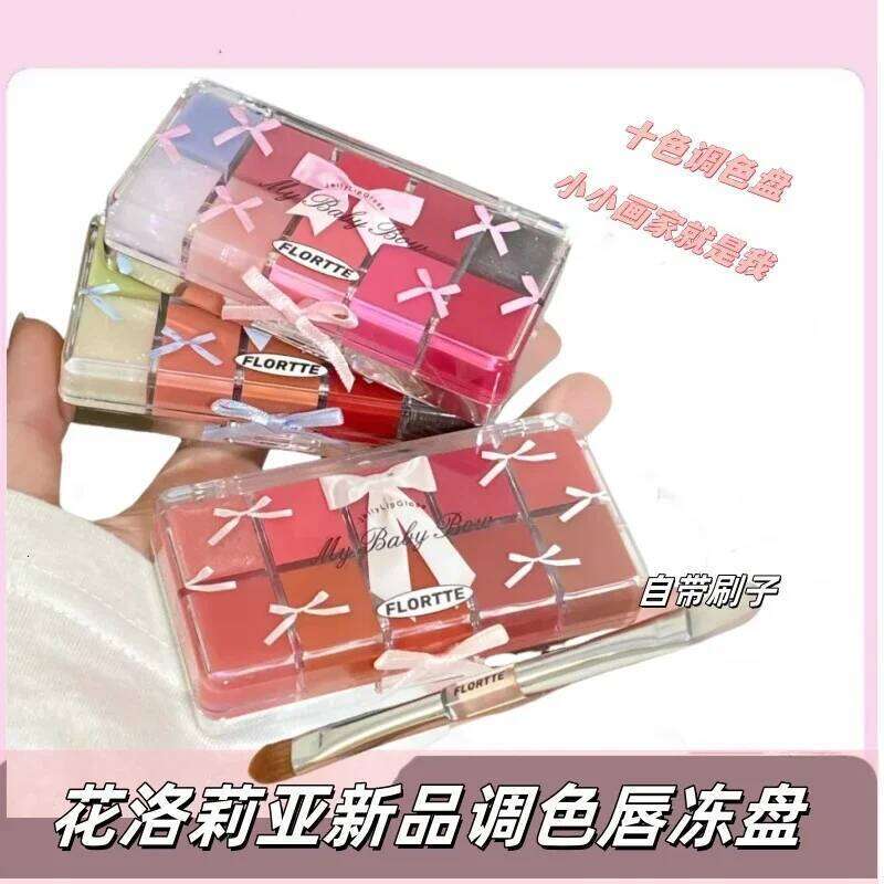 FLORTTE & My Baby Bow 10-color jell ylip gloss palette lipstick lip glaze H260302