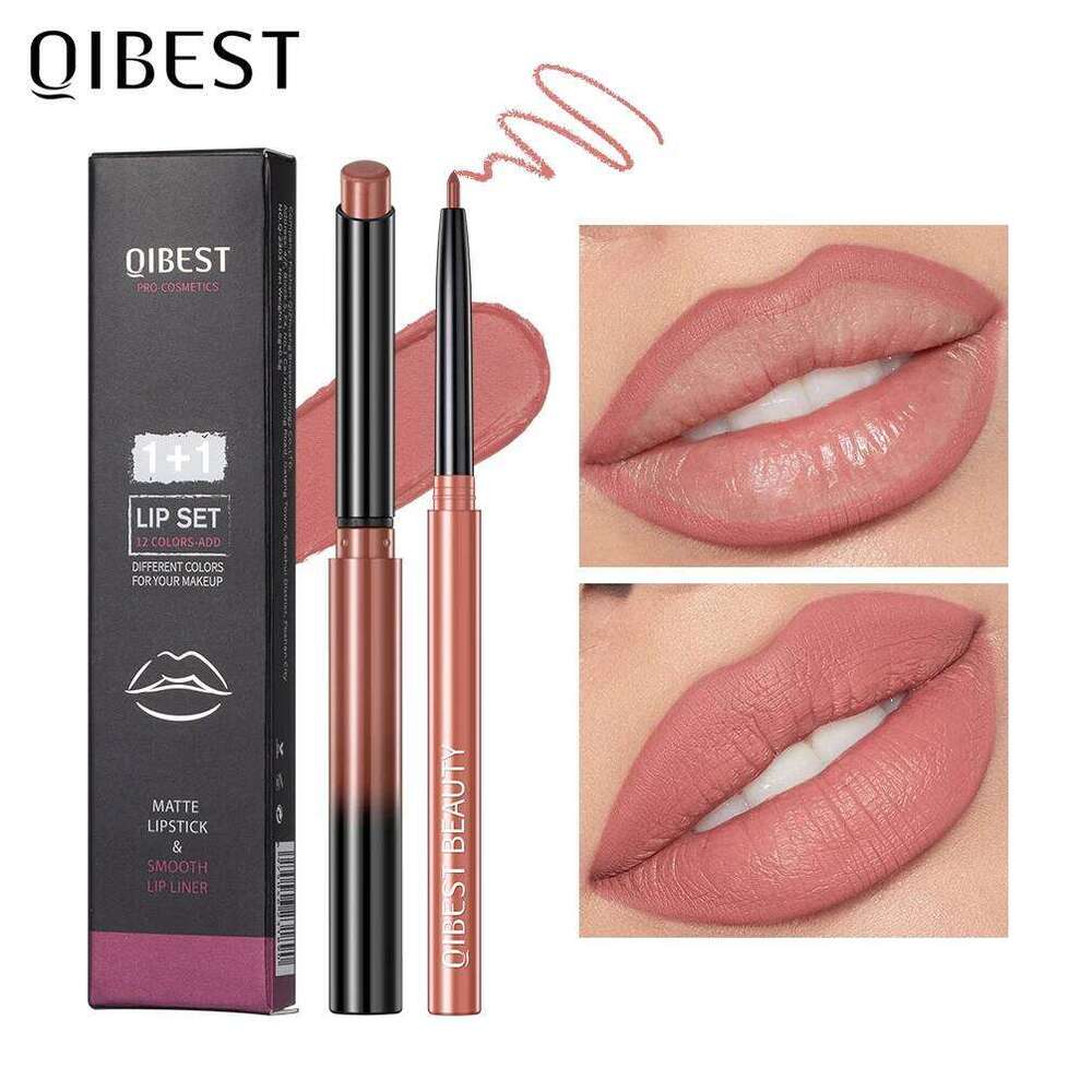 QIBEST 2pcs Lipliner Set Matte Nude Lip Liner Pencil Waterproof Long Lasting Lipstick Pen Contour Makeup For Women H260302