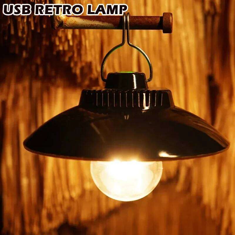 Retro Lantern USB Rechargeable LED Tent Waterproof Camping Outdoor Garden Hanging Light Street Path Lawn Lamp S260302