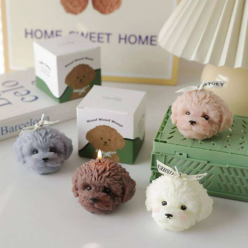 Plush Dog Shaped Scented Cartoon Animal Soy Wax Candle, Home Decoration, Valentine's Day Birthday Gift for Girls W260303