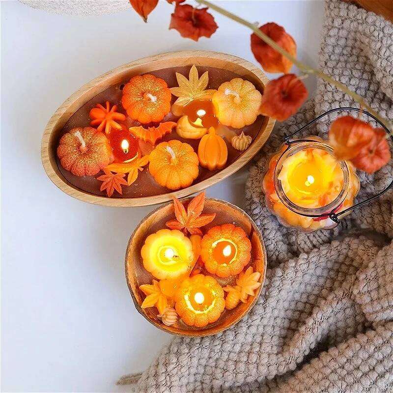 Halloween Scented Candles Room Decoration, Autumn Candle with Pumpkin Spices for Thanksgiving Day W260303