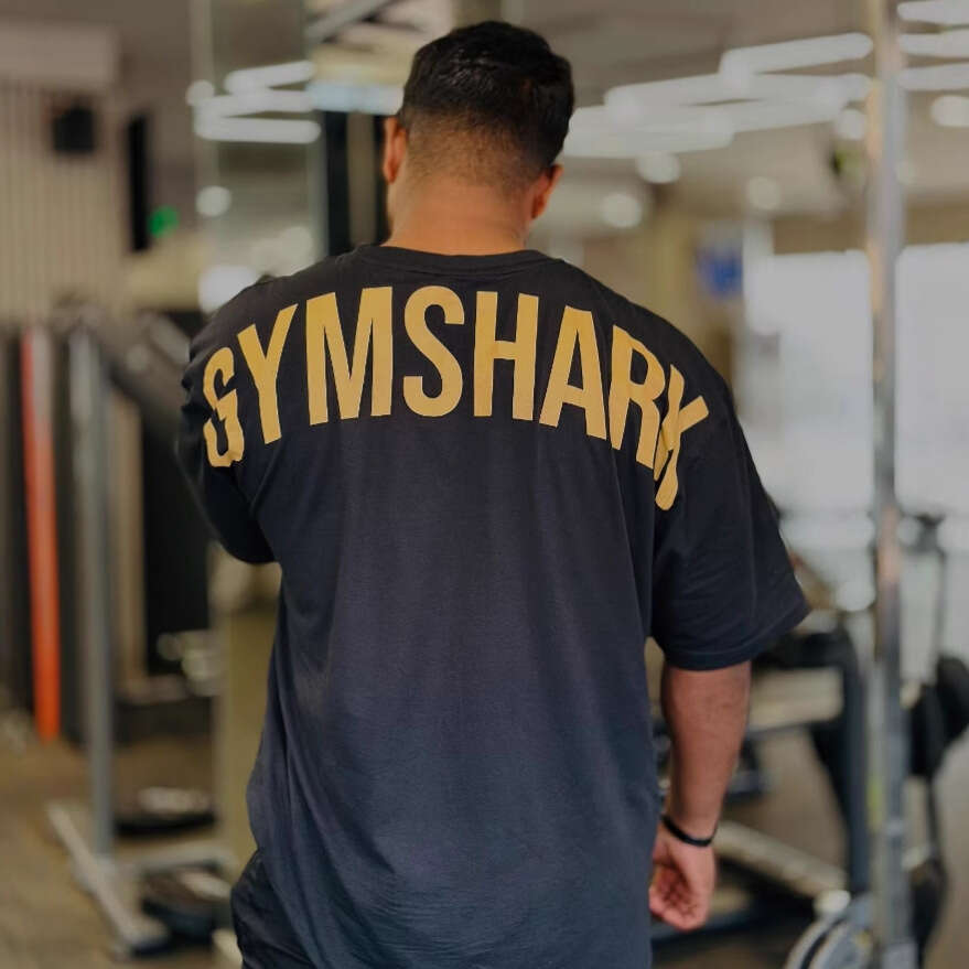 Muscle Shark Fitness American Style Trendy Brand Hot Sale Heavyweight Men's Pure Cotton Loose Fashion New Large Size T-Shirt