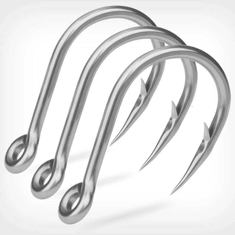 PROBEROS 10pcs Saltwater Hooks Set Ringed Eye Barbed Sharp Fishing with Super Tenacity High Carbon Steel Jig Hook Z260228