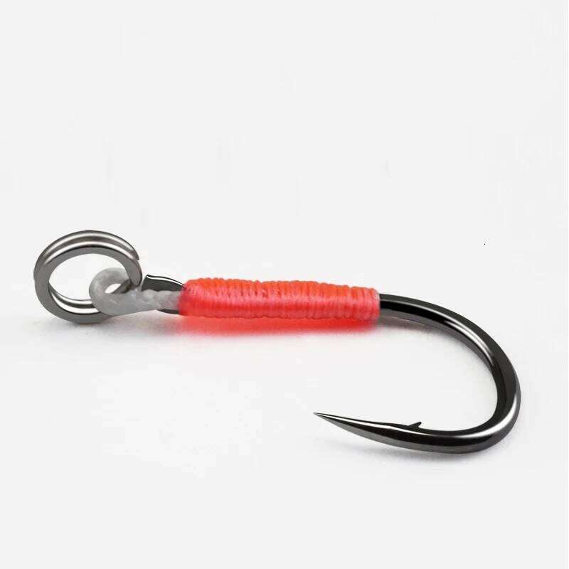 10pair/lot Hook Jig Double PairHooks Barbed Thread Accessories Pesca High Carbon Steel Fishing Lure Slow Jigging Z260228