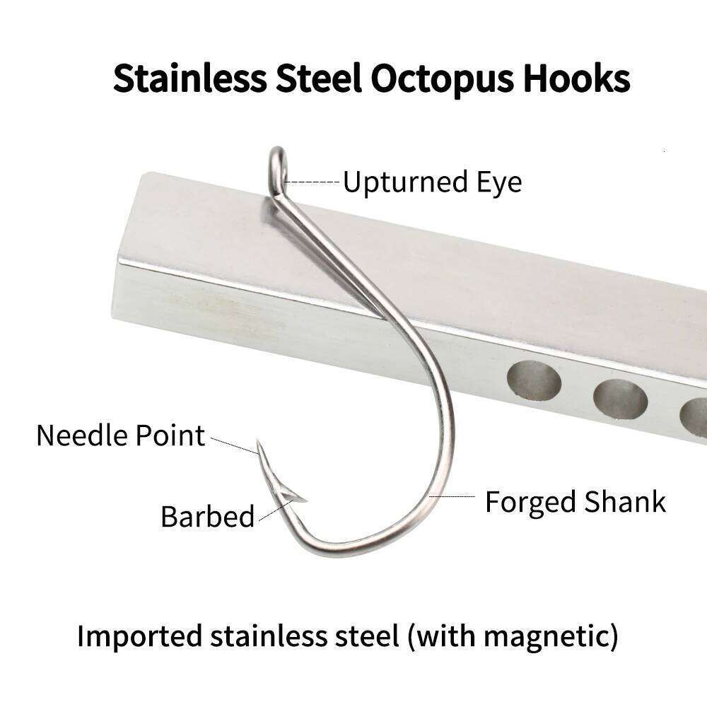 Ellllv Stainless Steel Octopus Hook Saltwater Fish Hooks Sea Fishing Terminal Tackle 1/0 2/0 4/0 6/0 8/0 10/0 Z260228